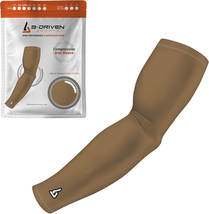 Pro-Fit Compression Arm Sleeve for Men, Women & Youth, Volleyball Baseball Basketball Weightlifting - Single