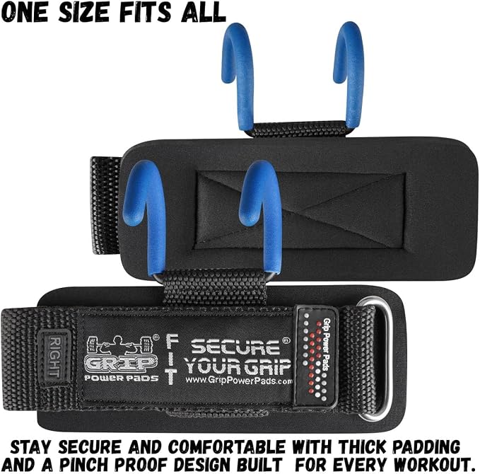 Weight Lifting Rod Hooks Heavy Duty Wrist Wraps Power Weight Lifting Training Gym Grips Straps Set of 2