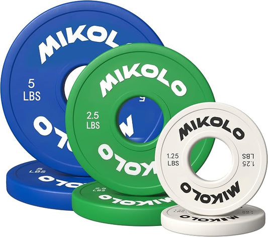 Mikolo Change Weight Plates 1.25LB 2.5LB 5LB Set Fractional Plates Set Bumper Plates for Cross Training Fit 2 Inch Barbells Strength Training Weight Plates