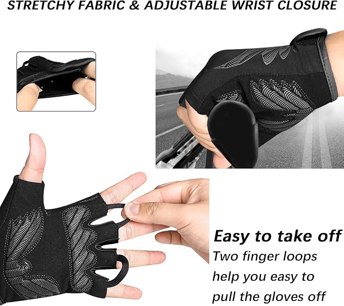 Cycling Gloves Bike Bicycle Gloves, Half Finger 5MM Gel Anti-Slip | Biking Gloves for Men Women Gym workout exercise Motorcycle Hiking Rowing Outdoor Sports