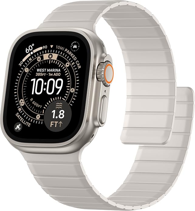 SNBLK Magnetic Band Compatible with Apple Watch Bands for Men 44mm 45mm 46mm 49mm 42mm 41mm 40mm 38mm Women, Secure Silicone Sport Loop Magnet Strap for iWatch Ultra 3 2 1 SE Series 11 10 9 8 7 6 5 4