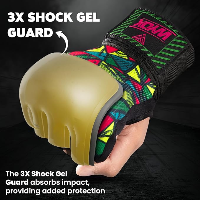 WYOX Neoprene Gel Boxing Hand Wraps Inner Gloves for Men & Women – 80cm/31in Quick Wrist Strap, Padded Knuckle Protection, Fingerless MMA Muay Thai Kickboxing Wraps for Training & Martial Arts