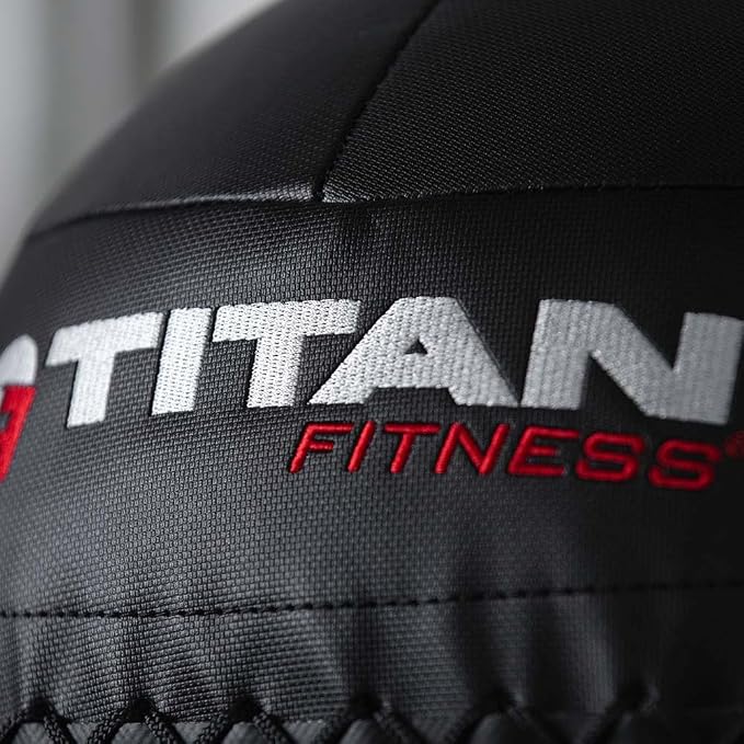Titan Fitness 20 LB Composite Wall Ball, Soft Shell Poly-Composite Laminate Cross Texture Non-Slip Grip, Tight Stitching, Medicine Ball for Core, Full-Body, Functional Workouts, Exercise Ball