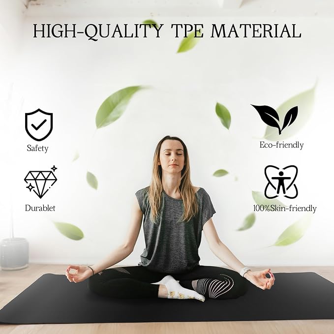 VTORY Extra Large Yoga Mat 6'x 4', (6mm /8mm), Thick Workout Mat | Non-Slip, Durable Exercise Mat for Home , Yoga, Pilates, Stretching