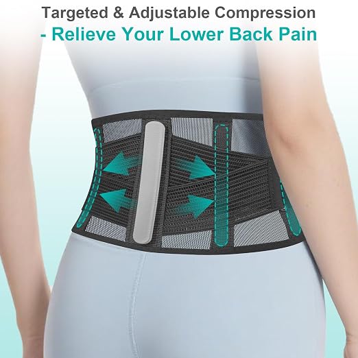 Ultra-Thin & Lightweight Back Brace for Lower Back Pain,Sciatica,Scoliosis,Slipped Disc- Breathable & Adjustable Back Brace Belt for Women and Men under clothes,Black.