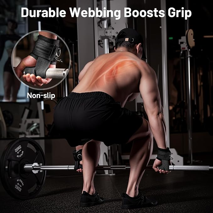 M MANUEKLEAR Wrist Straps for Weightlifting, Gym Lifting Straps with D Rings for Cable Machine,Weight Lifting Wrist Wraps for Men Women