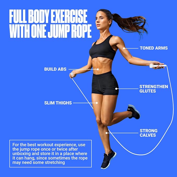 SPORTBIT Adjustable Jump Rope for Fitness and Exercise | Fitness and Exercise, Cardio, Boxing, and Weight Loss, Speed Rope, Men & Women