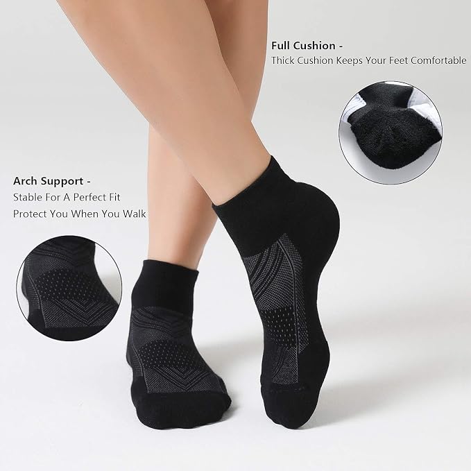 CS CELERSPORT 6 Pairs Women's Running Ankle Socks Athletic Sport Socks Cushioned
