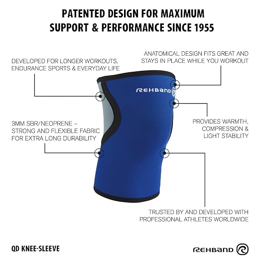 Rehband light Knee Support 3mm, Knee Sleeve for Endurance & Fitness, more stability and movement control during workout, Colour:Blue, Size:Small