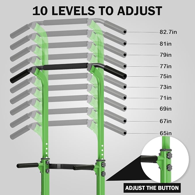 SogesHome Multi-Function Power Tower Pull Up Bar Dip Station for Home Gym | Height Adjustable PullUp Dip Stand, Full Body Strength Training Equipment, Fitness Workout for Push Ups Dips, 330LB Capacity