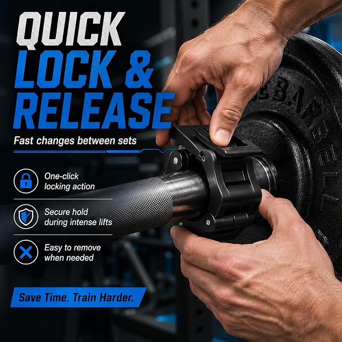 1 Inch Barbell Clamps 2 Pack Quick Release Collars For Standard Bar | Secure Non-Slip Grip, One-Hand Quick Release, High-Strength Nylon, Anti-Slip Rubber Pads