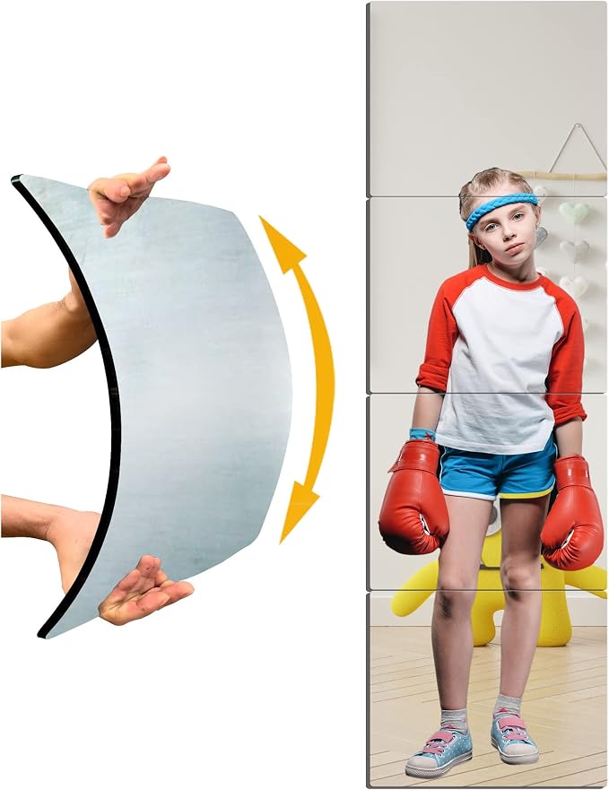 Kids Safety Unbreakable Mirror Super Thick 0.14'' 4 Pack 14'' x14'',Acrylic shatterproof Mirrors, Non Glass Body Mirror Home Gym Mirrors Full Length Wall