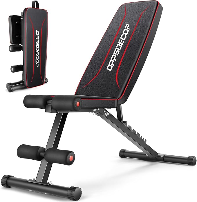 OPPSDECOR Weight Bench for Home Gym, ASTM-Certified 660LBS Fast Foldable Workout Bench for Home Gym, 8 Adjustable and 30in Extended Backrest for Bench Press Incline/Flat/Decline Dumbbell Exercise