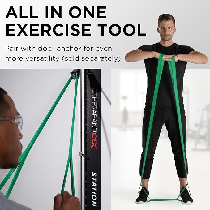 THERABAND CLX Resistance Band with Loops, 5 Feet, Silver, Super Heavy, Non-Latex, Elastic Band for Exercise, Mobility & Rehab, Stretching, Home Workouts, Color-Coded for Easy Resistance Levels