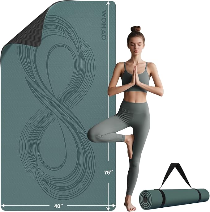 Large 76"x40"x0.4" Yoga Mat | Extra Width & Thick, Non-Slip Exercise Mat, Versatile for Stretching, Yoga Studio, Gym, Home & Indoor/Outdoor Workouts