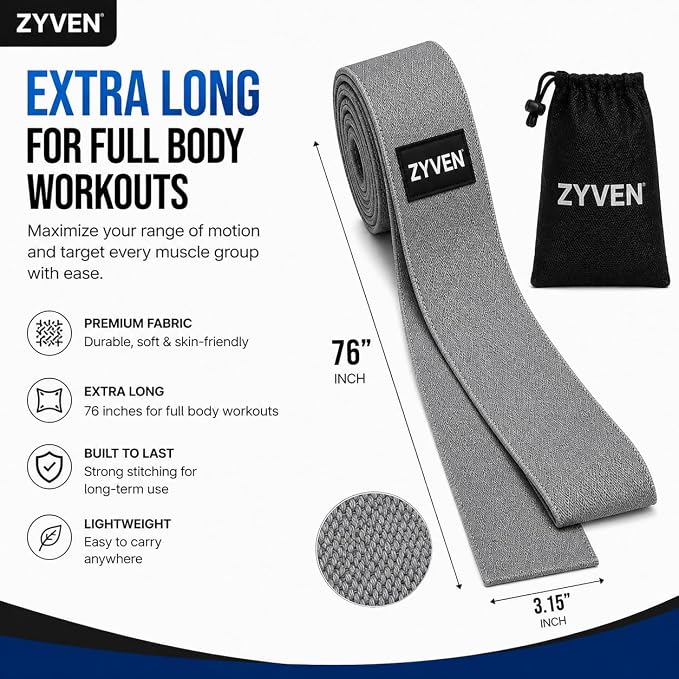 76 Inch Fabric Resistance Band for Working Out, Extra Long Resistance Band for Strength Training, Mobility & Stretching, Non Slip Heavy Duty Exercise Band for Yoga, Home Gym, Athletes