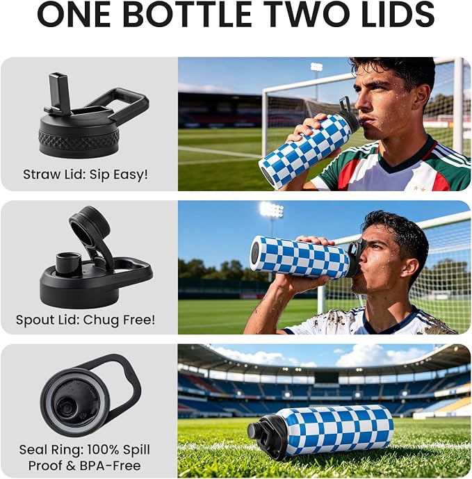 RAYMYLO Insulated Water Bottle 40 oz, Triple Wall Vacuum Stainless Steel | (Cold for 36Hrs, Hot for 18Hrs), Leak Proof & Non-BPA, Modern Water Flask Jug with Paracord Handle & Straw Spout Lids