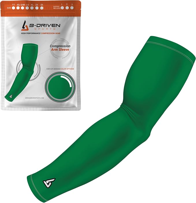 Pro-Fit Compression Arm Sleeve for Men, Women & Youth, Volleyball Baseball Basketball Weightlifting - Single