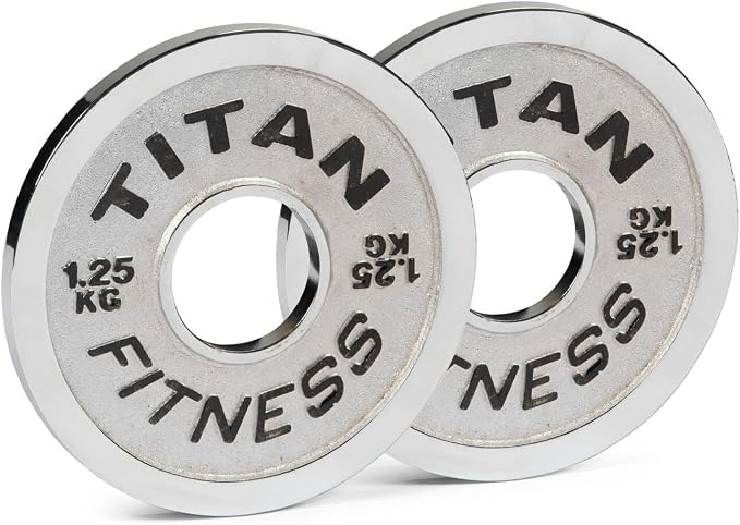 Titan Fitness Olympic Calibrated Steel Powerlifting Plates, Machine Precision Steel Discs