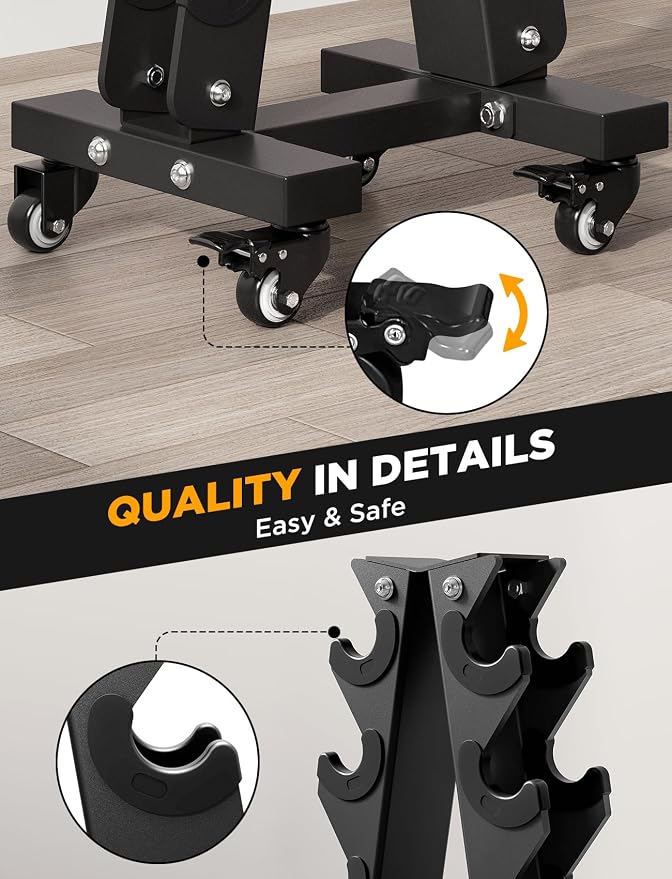 YOLEO Dumbbell Rack, Adjustable & Compact Weight Rack for Dumbbell, Kettlebell, Barbell, Heavy Duty Weight Storage Organizer, Space-Saving Dumbbell Storage Stand Holder for Home Gym - 1100LBS Capacity (Rack Only)