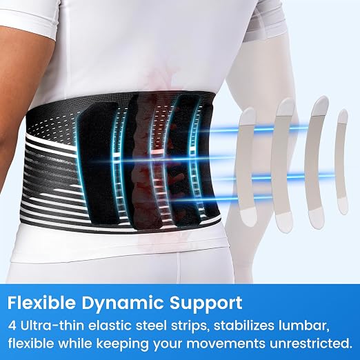 VELPEAU One-Piece Molding Lumbar Support Brace for Back Pain, Sciatica,Scoliosis, Herniated Disc - Adjustable Straps, Highly Breathable Fabric - For Men & Women - Fits 19.7-26.8″ Waist (Comfort Version, Small)