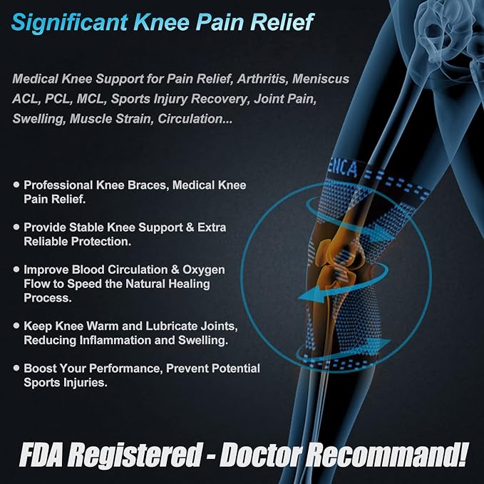 NEENCA Professional Knee Brace, Medical Knee Support for Women & Men Relief | Patented Patella Gel Pad & Side Stabilizers, Compression Sleeve for Knee Pain, Swelling, ACL, PCL, Arthritis, Sports, Workout