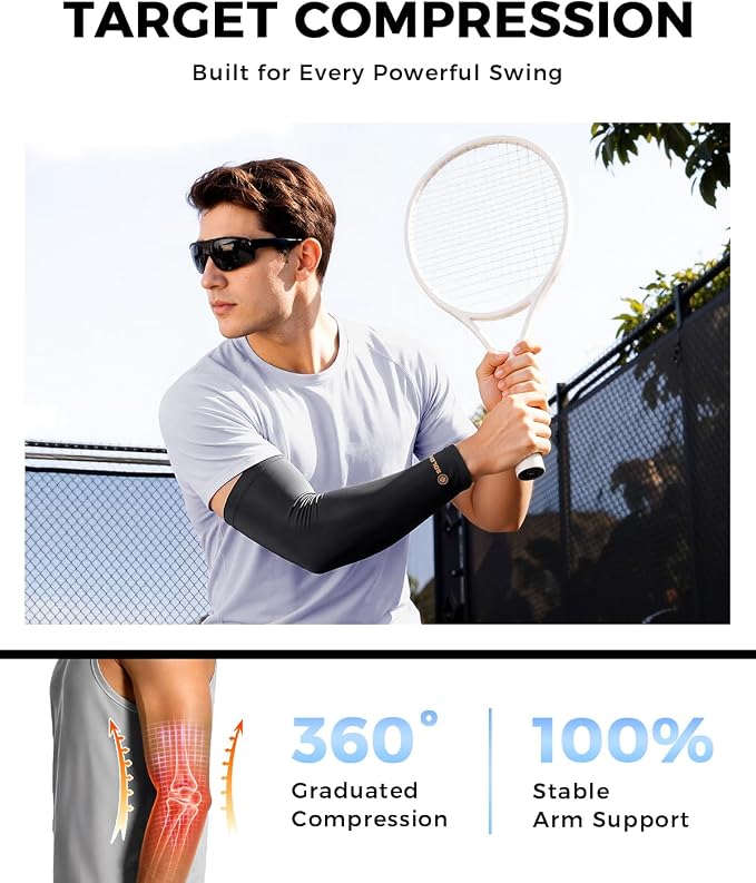Copper Compression Arm Sleeves, Full Arm Brace for Forearm, Bicep, Triceps | 360° Full Compression for Tennis Elbow, Basketball, Golf, Arthritis, Tendonitis, Bursitis, Post Surgery Rehab