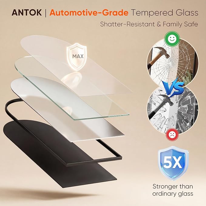 Antok 81" x41” Arched Full Length Floor Mirror, Black Aluminum Frame, Free Standing/Wall Mount/Leaning for Bedroom, Living Room, Dressing Room