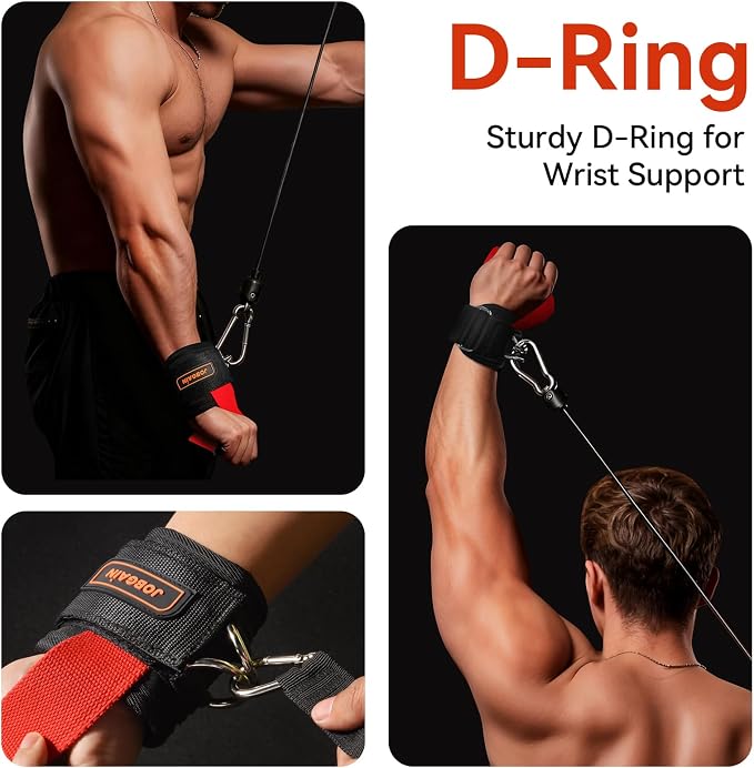 1 Pair Weight Lifting Straps with D Rings | Cable Machine Workout, Neoprene Padded Wrist Straps, Weightlifting Deadlifting, Non-Slip Wrist Support, Men Women