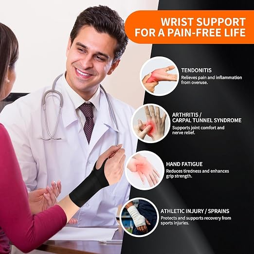 DR.SPRING Graphene Wrist Brace for Carpal Tunnel | Night Support for Left & Right Hands | Arthritis,Tendonitis & Wrist Sprain Pain Relief | Seamless & Breathable Fabric | Adjustable Compression Wraps