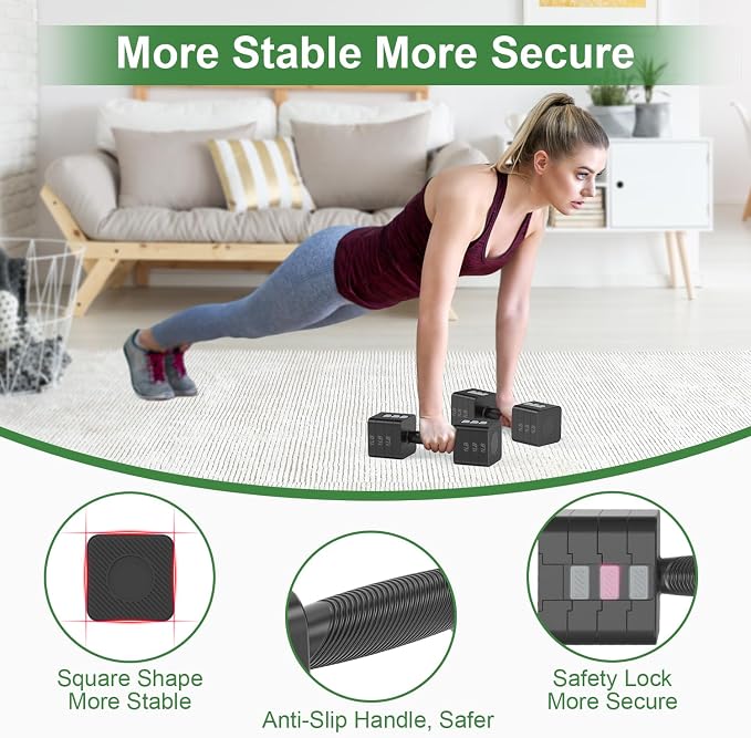 Hezeyferg Adjustable Dumbbells Set for Women/Men Home Gym | 18LBS 22LBS Adjustable Weight Dumbbells, Hand Weights Sets with Mutilple Levels, Full Body Workout