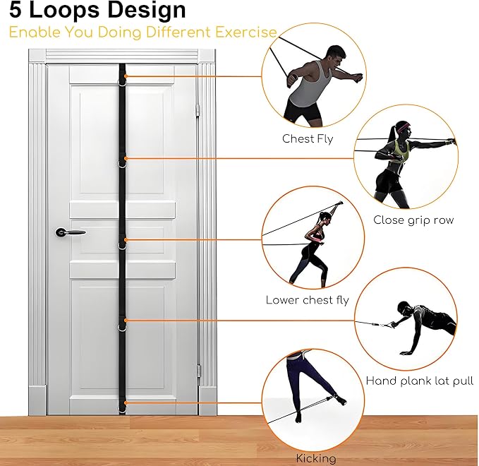 Resistance Bands Set with Door Anchor, 5 Tube Bands for Full Body Workout
