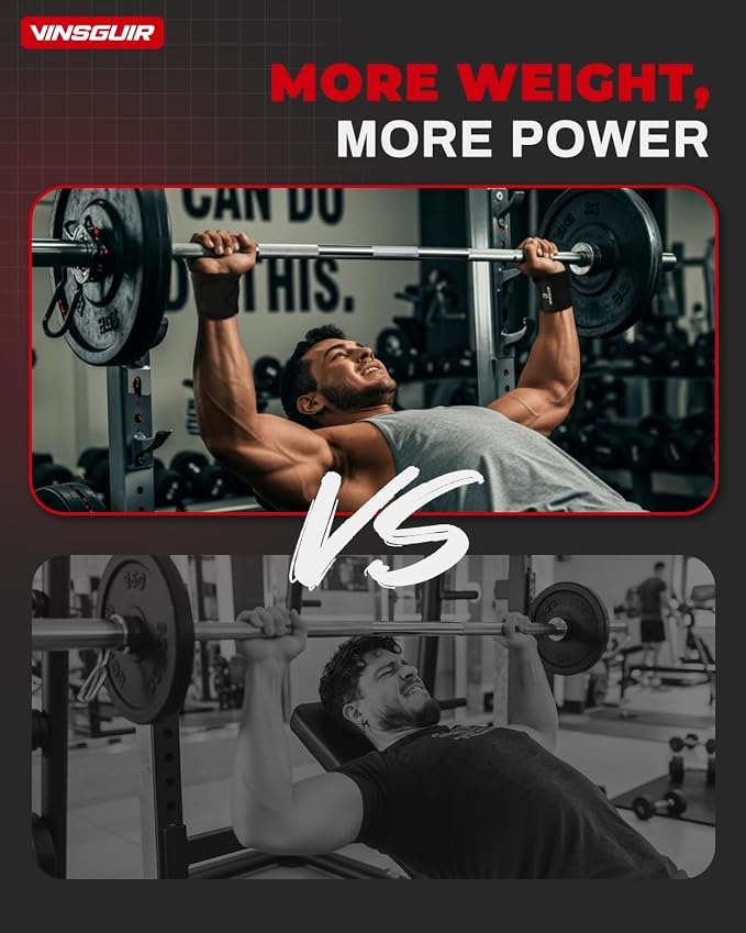 VINSGUIR Wrist Wraps for Weightlifting, [USPA Approved] Lifting Straps for Wrist Support with Heavy Duty Thumb Loop, Gym Wrist Brace for Working Out, Crossfit, Powerlifting, for Men&Women