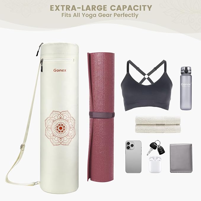 Gonex Yoga Mat Bag, Full-Zip Mat Carrier | 600D Oxford Fabric, Wet Pocket, Front Zip Pocket, Adjustable Strap, Fits Mats up to 26"