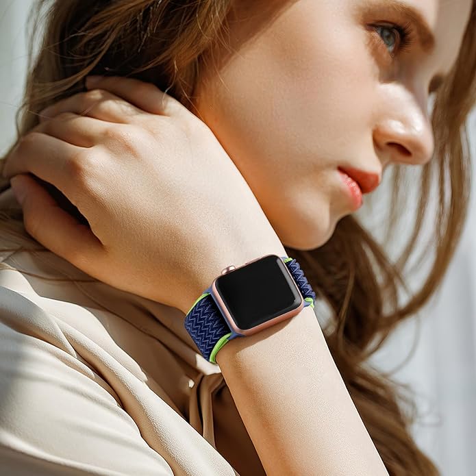 Lerobo Stretchy Nylon Solo Loop Band, Compatible with Apple Watch Series 11 10 9 8 7 6 5 4 3 SE3/2/1 Ultra3/2/1, Adjustable Strap for iwatch Band 44mm 45mm 46mm 49mm 42mm 40mm 41mm 38mm for Women Men