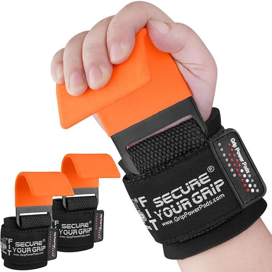 Weight Lifting Rod Hooks Heavy Duty Wrist Wraps Power Weight Lifting Training Gym Grips Straps Set of 2