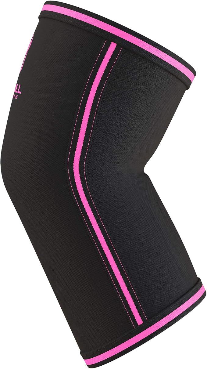 Elbow Sleeves 5mm (1 Pair) - High Performance Elbow Sleeve Support for Weightlifting, Weight Training & Powerlifting - Best Compression Straps - for Men and Women (X-Large, Black/Pink)