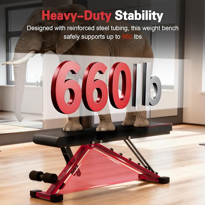 ALSO GO Adjustable Weight Bench, Workout Benches with Leg Extension, Foldable Incline Decline Bench Press, Roman Chair, Full Body Strength Training Equipment for Home Gym