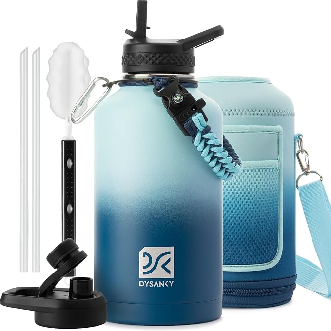 DYSANKY Insulated Water Bottle with Portable Carrier Bag for Outdoor 64 oz