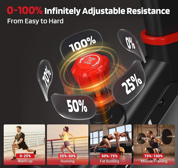 DMASUN Exercise Bike, Silent Magnetic Resistance Stationary Bike for Home with 330 LBS Capacity, Pedals with Anti-loosening Nuts, Indoor Bike with Comfortable Seat Cushion, Digital Display with Tablet Holder