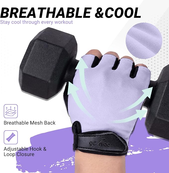 Workout Gloves for Women Men, Full Palm Silicone Grip, Padded Half Finger Gloves for Gym, Weight Lifting, Cycling
