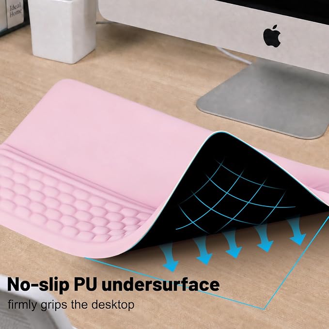 Keyboard Stand with Wrist Rest，Ergonomic Keyboard Riser Holder Lifter Tray | Pink，Computer Wrist Support Pad，Ergonomic Keyboard stand for desk，Soft Memory Foam Desk Cushion，Non-Slip