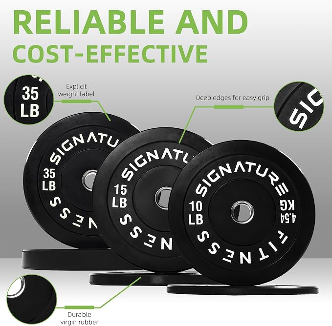 Fitvids 2-Inch Olympic Rubber Weight Plates Sets, Bumper Plates Set for Strength Training, 50-370 Lbs Multiple Options