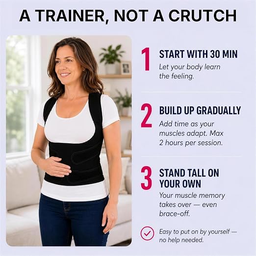 Fit Geno Posture Corrector for Women & Men, Upper Back Alignment Brace for Rounded Shoulders, 4 Flexible Fiberglass Support Stays, Breathable Mesh, Adjustable Fit for Desk Work & Daily Activities | 4 fiberglass stays with breathable mesh gently pull yo...