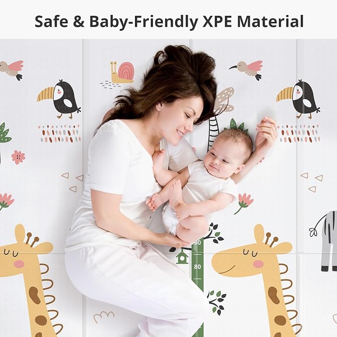 Baby Play Mat,Foldable Baby Floor Mat, 0.8"Thick Waterproof Baby Play Mats for Floor, Reversable&Non-Slip Carlwing Mat for Infants and Toddlers, 59"x59" Playpen Mat for Indoor&Outdoor Playing,Giraffe