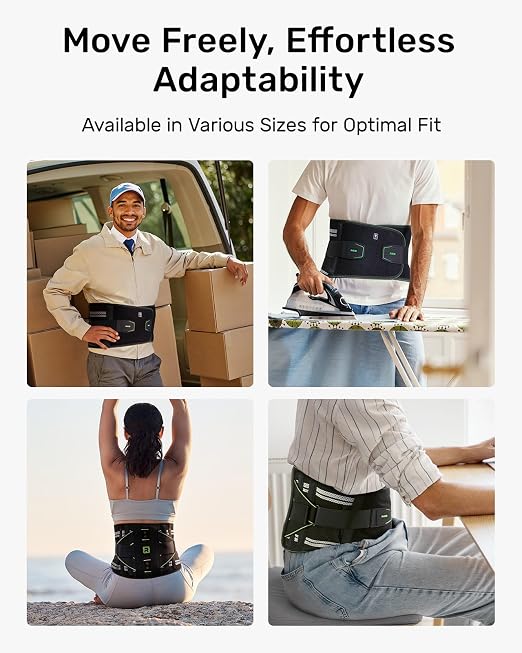 Rakiie Lumbar Back Brace with Removable 3D Pad, Adjustable Lower Back Pain Relief Support for Men and Women, Comfortable Back Support Belt Ideal for Lower Back Pain, Sciatica, Green Size XL