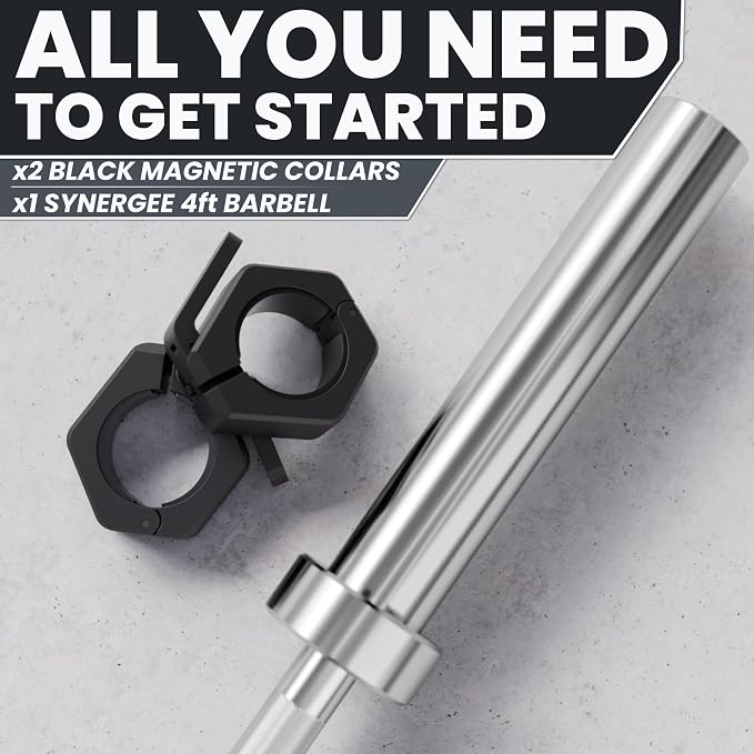 Synergee Olympic Barbell – 20/25 lb, 2" Bar, 350 lb Cap, Magnetic Collars