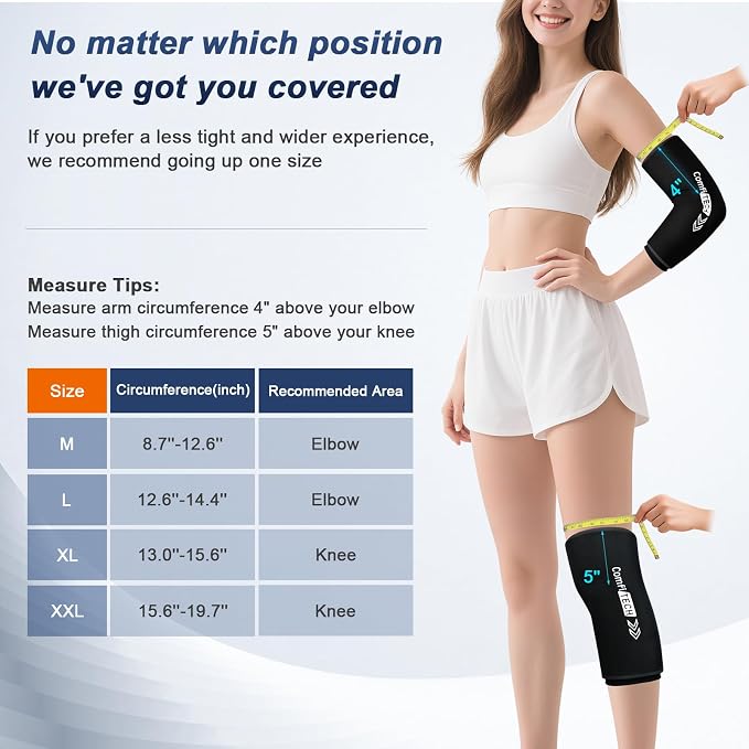 ComfiTECH Elbow Ice Pack Wrap for Arm & Knee, Flexible Ice Sleeve, L, 2P | Multi-Use Gel Ice Sleeve for Tennis Elbows, Golfers Arm, Reusable Cold Compression for Elbow Joint & Muscle Relaxation