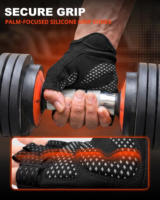 Workout Gloves for Men & Women, Enhanced Grip, Full Palm Protection | Breathable and Durable Gloves for Weight Lifting, Gym Training, Pull Ups, Strength Training and Fitness Workouts