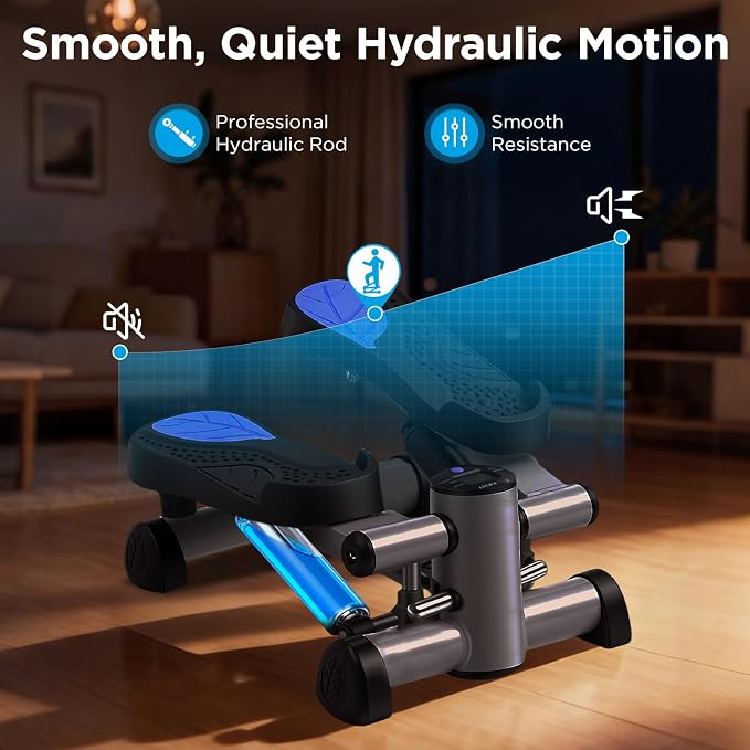 Efitment Mini Stepper for Exercise at Home, Twist Stair Stepper with Resistance Bands, LCD Monitor, Compact Cardio Step Machine for Full Body Workout